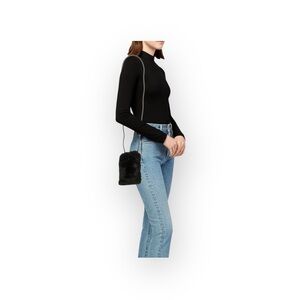 new The Cashmere Project ✽ Dyed Mink Braided Strap Crossbody Mini Bag ✽ Black ✽